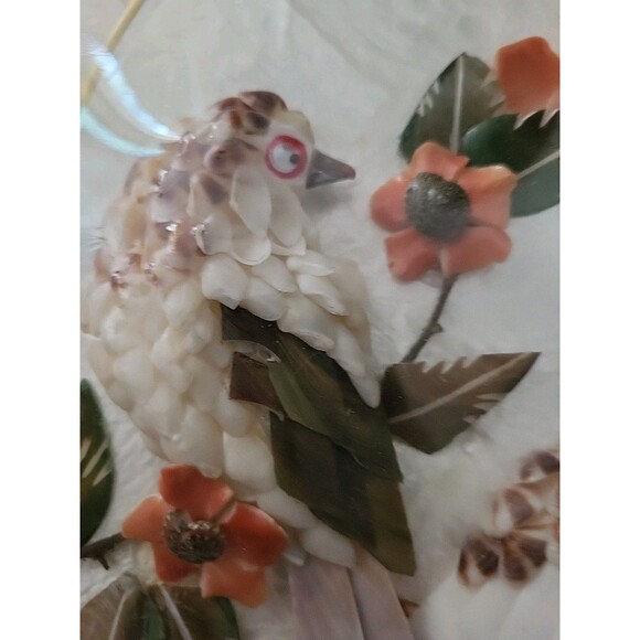 2 Vintage Capiz Shell Scalloped Seashell Art Birds Floral Phillipines Sealed GUC - Picture 11 of 11